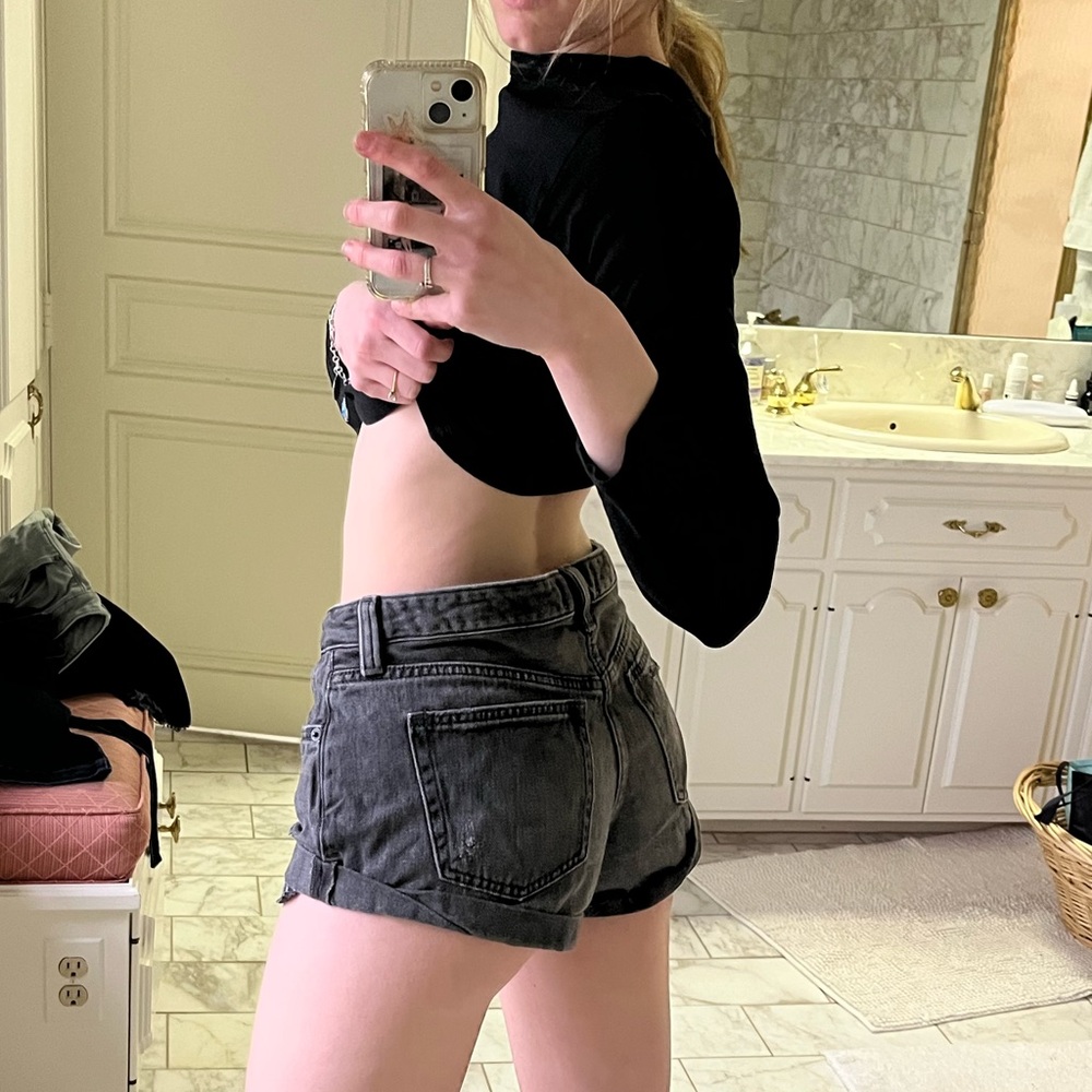 Free people black denim shorts